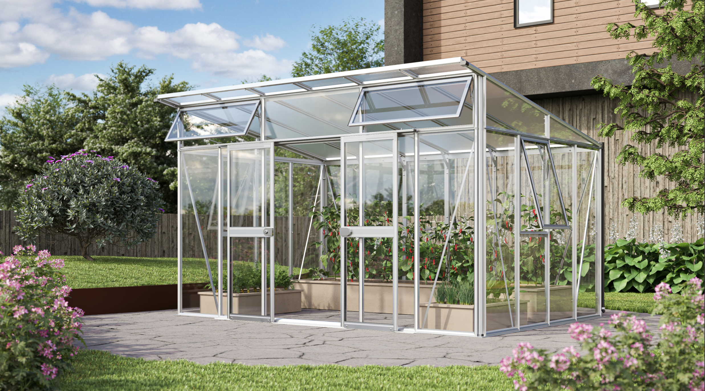 Gewächshaus  Artemis 7800 HKP10 weiß Artemis Gewächshaus im Garten